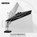 PURPLE LEAF Square Cantilever Umbrella with Base, Outdoor Umbrellas with Lights