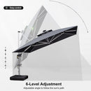 PURPLE LEAF Square Cantilever Umbrella with Base, Outdoor Umbrellas with Lights