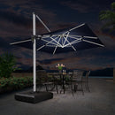 PURPLE LEAF Double Top 9 / 10 / 11 / 12 ft Square Outdoor Umbrellas with Lights