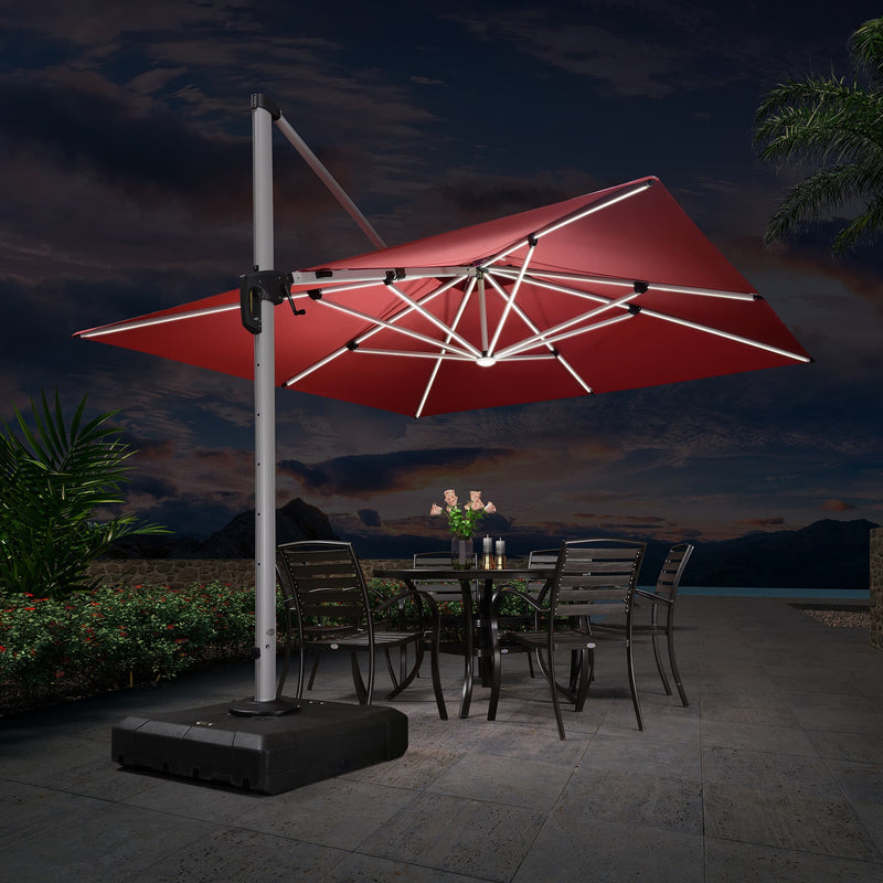 Clearance - PURPLE LEAF OPEN BOX Square Outdoor Umbrellas with Lights
