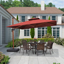 PURPLE LEAF Outdoor Garden Umbrella with Base, Cantilever Umbrellas in Wood Color