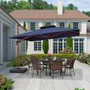PURPLE LEAF Outdoor Garden Umbrella with Base, Cantilever Umbrellas in Wood Color