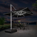 PURPLE LEAF Double Top 9 / 10 / 11 / 12 ft Square Outdoor Umbrellas with Lights