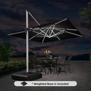 PURPLE LEAF Square Cantilever Umbrella with Base, Outdoor Umbrellas with Lights