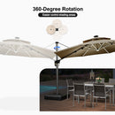 PURPLE LEAF Round Cantilever Umbrella with Base, Outdoor Umbrellas with Lights