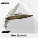 PURPLE LEAF Round Cantilever Umbrella with Base, Outdoor Umbrellas with Lights