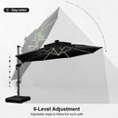 PURPLE LEAF Round Cantilever Umbrella with Base, Outdoor Umbrellas with Lights