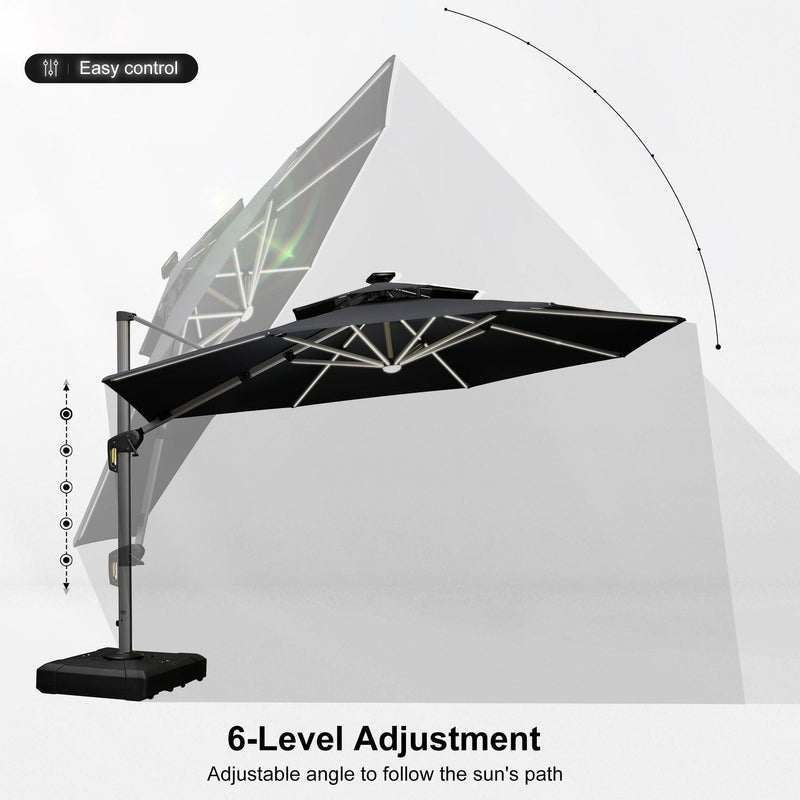 Clearance - PURPLE LEAF OPEN BOX Round Outdoor Umbrellas with Lights