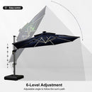 PURPLE LEAF Round Cantilever Umbrella with Base, Outdoor Umbrellas with Lights