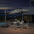 PURPLE LEAF Round Solar Lighted Cantilever Umbrella Outside Patio Umbrella with Lights