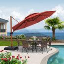 Clearance - PURPLE LEAF OPEN BOX Round Aluminum Patio Umbrella in Wood Color