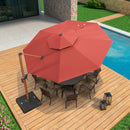 PURPLE LEAF Outdoor Garden Umbrella with Base, Cantilever Umbrellas in Wood Color