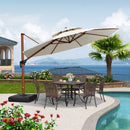 Clearance - PURPLE LEAF OPEN BOX Round Aluminum Patio Umbrella in Wood Color