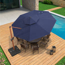 Clearance - PURPLE LEAF OPEN BOX Round Aluminum Patio Umbrella in Wood Color
