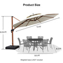 Clearance - PURPLE LEAF OPEN BOX Round Aluminum Patio Umbrella in Wood Color