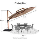 Clearance - PURPLE LEAF OPEN BOX Round Aluminum Patio Umbrella in Wood Color
