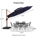PURPLE LEAF Outdoor Garden Umbrella with Base, Cantilever Umbrellas in Wood Color