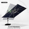 PURPLE LEAF Square Cantilever Umbrella with Base, Outdoor Umbrellas with Lights