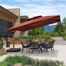 PURPLE LEAF Outdoor Garden Umbrella with Base, Cantilever Umbrellas in Wood Color