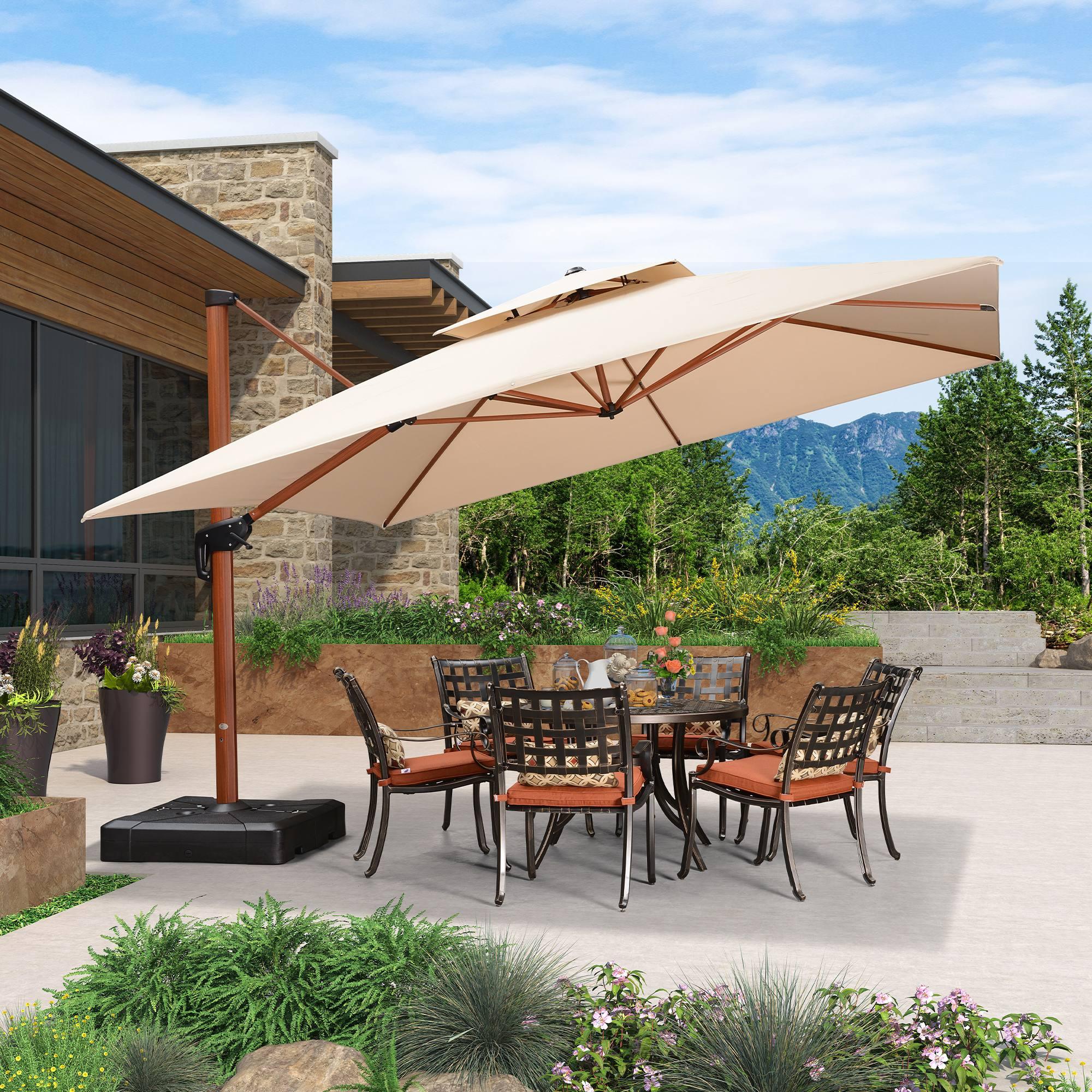 PURPLE LEAF Outdoor Garden Umbrella with Base, Cantilever