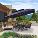 PURPLE LEAF Outdoor Garden Umbrella with Base, Cantilever Umbrellas in Wood Color