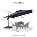 PURPLE LEAF Outdoor Garden Umbrella with Base, Cantilever Umbrellas in Wood Color