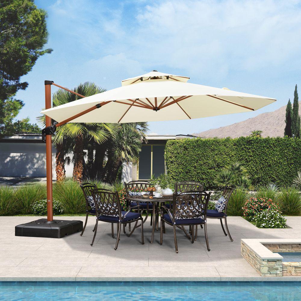 PURPLE LEAF Aluminum Patio Umbrella In Wood Color