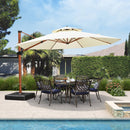 Clearance - PURPLE LEAF OPEN BOX Round Aluminum Patio Umbrella in Wood Color