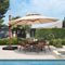 PURPLE LEAF Outdoor Garden Umbrella with Base, Cantilever Umbrellas in Wood Color