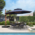 PURPLE LEAF Double Top 10 / 11 / 12 / 13 ft Round Aluminum Patio Umbrella in Wood Color