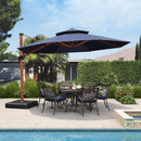 Clearance - PURPLE LEAF OPEN BOX Round Aluminum Patio Umbrella in Wood Color