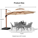 Clearance - PURPLE LEAF OPEN BOX Round Aluminum Patio Umbrella in Wood Color