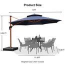 Clearance - PURPLE LEAF OPEN BOX Round Aluminum Patio Umbrella in Wood Color