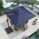 PURPLE LEAF Outdoor Garden Umbrella with Base, Cantilever Umbrellas in Wood Color