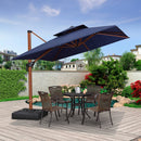 PURPLE LEAF Outdoor Garden Umbrella with Base, Cantilever Umbrellas in Wood Color