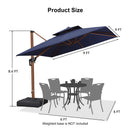 PURPLE LEAF Outdoor Garden Umbrella with Base, Cantilever Umbrellas in Wood Color
