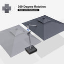 PURPLE LEAF Rectangular Cantilever Umbrella with Base, Outdoor Umbrellas with Lights
