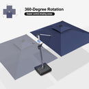 PURPLE LEAF Rectangular Cantilever Umbrella with Base, Outdoor Umbrellas with Lights