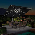 PURPLE LEAF Rectangular Cantilever Umbrella with Base, Outdoor Umbrellas with Lights