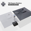 PURPLE LEAF Square Cantilever Umbrella with Base, Outdoor Umbrellas with Lights