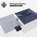 PURPLE LEAF Square Cantilever Umbrella with Base, Outdoor Umbrellas with Lights