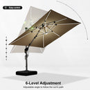 PURPLE LEAF Square Cantilever Umbrella with Base, Outdoor Umbrellas with Lights