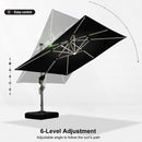 PURPLE LEAF Square Cantilever Umbrella with Base, Outdoor Umbrellas with Lights