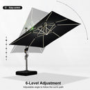 PURPLE LEAF Square Cantilever Umbrella with Base, Outdoor Umbrellas with Lights