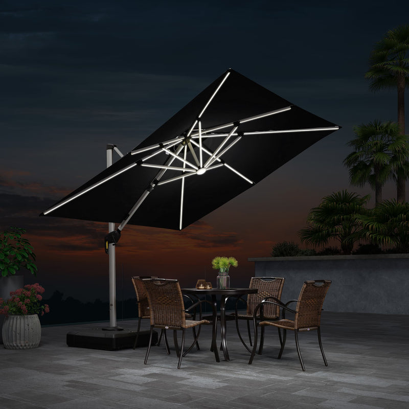 Clearance - PURPLE LEAF OPEN BOX Square Outdoor Umbrellas with Lights