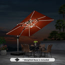 PURPLE LEAF Square Cantilever Umbrella with Base, Outdoor Umbrellas with Lights