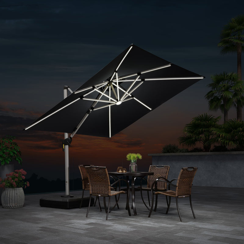 Clearance - PURPLE LEAF OPEN BOX Square Outdoor Umbrellas with Lights