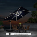PURPLE LEAF Square Cantilever Umbrella with Base, Outdoor Umbrellas with Lights