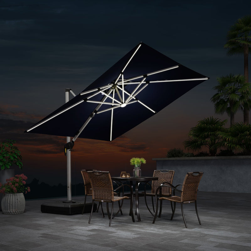 Clearance - PURPLE LEAF OPEN BOX Square Outdoor Umbrellas with Lights