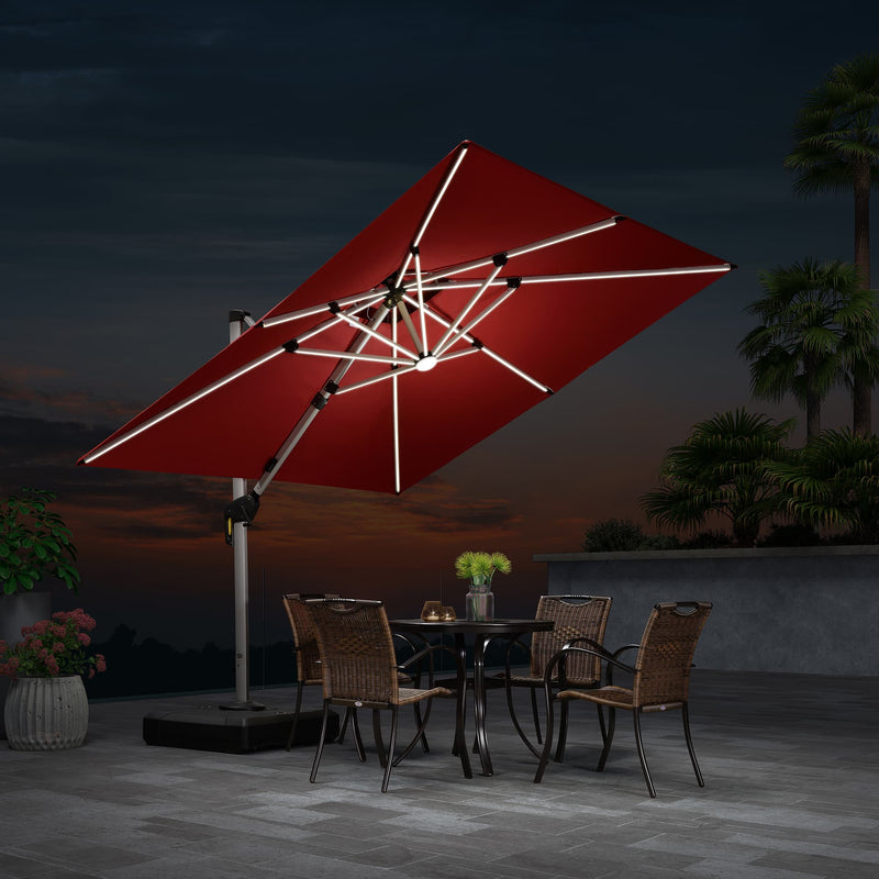 Clearance - PURPLE LEAF OPEN BOX Square Outdoor Umbrellas with Lights
